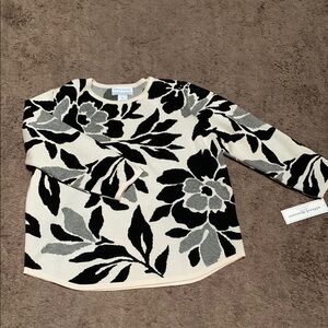 Floral Black and Gray Sweater